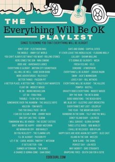 the everything will be ok playlist is shown in blue and white with an image of a