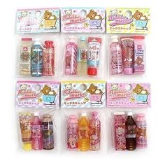 an assortment of hello kitty products in plastic bags