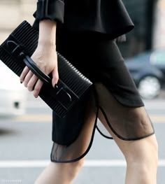 black, fashion, style Pieces Clothes, Diy Skirts, Black Everything, All Black Everything, Asymmetrical Skirt, Black On Black, Beautiful Skirts, Layered Skirt, New Classic