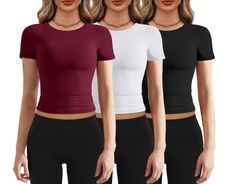 PRICES MAY VARY. Material: Womens tight short sleeve shirts. Made of 95%Polyester,5%Elastane stretch fabric. Soft and elastic, lightweight and Comfortable to wear. Design: Going out tops for women. Sexy shirt, cropped length, slim fit tops, short sleeve, crew neck, solid color, plain undershirt, perfect matching with cargo pants. This tee shirt is the must-have item in your wardrobe. Occassion: Basic t shirts great for women, juniors, teens, girls. Perfect for daily casual wear, streetwear, home Basic Crop Tops, Tight Crop Top, Y2k Crop Top, Slim Fit Crop Top, Color Plain, Mexican Girl, Short Sleeve Shirt Women, Slim Fit Top, Basic Shirts