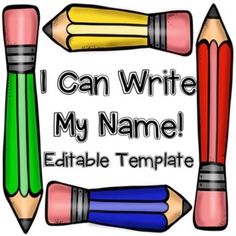 i can write my name with two pencils in front of it and the words editable