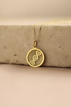 Gold DNA Pendant - DNA Gold Necklace ● Material of pendant: Solid Gold 14k ( REAL GOLD ) ● Metal Stamp: 14k ( REAL GOLD ) ● The pendant is available in 5 sizes: - 12,7 mm / 0.5 inches (Diameter) - 14,0 mm / 0,55 inches ( Diameter ) In the photos - 15,3 mm / 0.6 inches ( Diameter ) - 16,5 mm / 0,65 inches ( Diameter ) - 19,1 mm / 0,75 inches ( Diameter ) ( In the photos the size is 14mm / 0.55 inches Diameter ) ( Jump Ring inner diameter: 4 mm ) ● Material of chain: Solid gold 14k ( REAL GOLD ) I Dna Necklace, Dna Jewelry, Doctor Gift, Double Helix, Women Nurse, Science Gifts, Nurse Doctor, Doctor Gifts, Metal Stamping