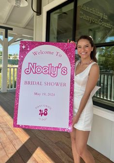 Pink Barbie-themed bridal shower sign. Barbie Bridal Shower, Barbie Bridal, Bridal Shower Sign, Bridal Shower Welcome Sign, Pink Barbie, Shower Welcome Sign, Bridal Shower Signs, Barbie Party, Shower Sign