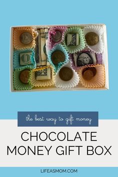 chocolate money gift box with the words, the best way to give money in it