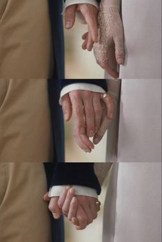 the hands of two people are holding each other's hand while wearing wedding rings