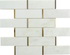 white and gold marble mosaic tile on a white background with gold trimming around the edges