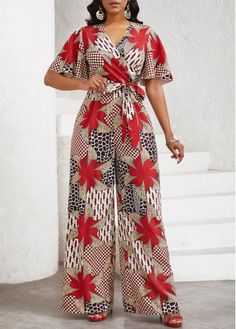 Color:Multi Color;Size:S;Size:M;Size:XXL;Package Contents:1 X Jumpsuit , 1 X Belt;Occasion:Other;Style:Bohemian; Jumpsuit Styles, African Print Pants, Beach Bridesmaid Dresses, Jumpsuit Style, Long Jumpsuit, Short African Dresses, Belted Jumpsuit