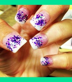 purple acrylic nails Acrylic Nails With Purple, Nails With Purple Glitter, Acrylic Nails Purple, Holographic Nails Acrylic, Nails With Purple, Purple Glitter Nails, Glitter Nails Acrylic, Purple Acrylic Nails, Nails Purple