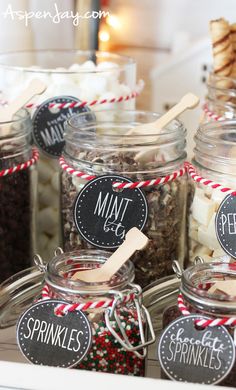 hot chocolate labels in mason jars with free printable tags