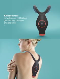 the back of a woman's bra with an ad for kinesewear