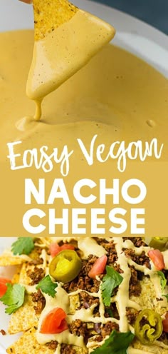 easy vegan nacho cheese dip is the perfect appetizer for any party