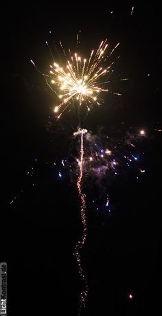 fireworks are lit up in the night sky