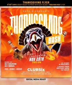 thanksgiving bash flyer with an image of a turkey