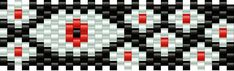 the pixel pattern is made up of black and white squares with red dots on them