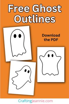 the free ghost outlines for kids to color and cut out from paper with text that reads