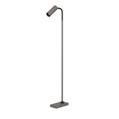 a floor lamp with a metal base and a black light on the top of it