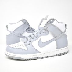 2016 Nike Dunk High “Wolf Grey” Women 8.5. Great, Worn Condition. Small Mark On Left Shoe Tongue. Original Box Not Included. 100% Authentic. Fast Shipping All Sales Final Nike Dunk High, Dunk High, Nike Sneakers Women, Nike White, Grey Women, Nike Dunk, Grey Color, Nike Dunks, White Nikes