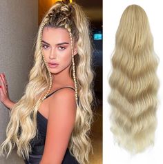 PRICES MAY VARY. Puffy Ponytail, Wedding Ponytail Hairstyles, Wedding Ponytail, Clip In Ponytail Extensions, Fishtail Braid Hairstyles, Blonde Ponytail, Color Rubio, Rave Hair, Wavy Hair Extensions