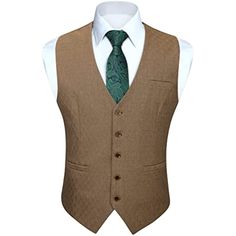 Solid Slim Vest - F-KHAKI Solid Wedding Dress, Business Suit Vest, Khaki Suit, Wedding Vest, Men Waistcoat, Tuxedo Vest, Mens Waistcoat, Slim Vest, Mens Suit Vest