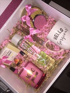 an open box containing cosmetics and personal care items