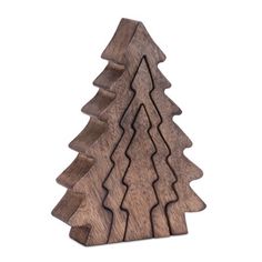 a wooden christmas tree on a white background