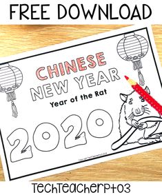 a chinese new year coloring page with the text free printable