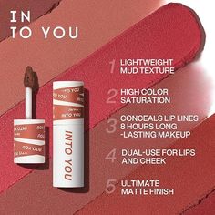 Discover the INTO YOU lightweight mud texture lip product for a bold, ultra-matte finish. This high-saturation formula provides 8-hour lasting coverage, conceals lip lines, and doubles as a cheek tint. Perfect for achieving vibrant, seamless makeup looks with ease. 
(Affiliate product link is tagged )
#affiliate #affiliatelink #affiliateproduct #MatteLip #LipMud #DualUseMakeup #LongLastingBeauty #BoldLips

Let me know if you'd like adjustments! Seamless Makeup, Mud Texture, Lip Mud, Cheek Tint, Lip Art, How To Line Lips, Matte Lip, Matte Lips