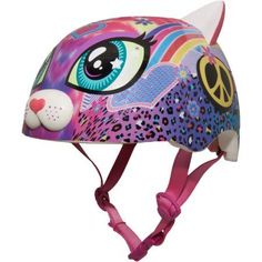 a helmet with an image of a cat on it