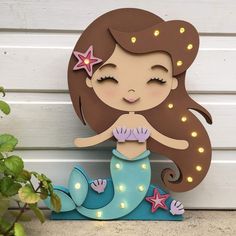 Mermaid Wood Art, Mermaid Room Decor, Mermaid Room, Mermaid Theme Birthday, Mermaid Cakes, Night Light Kids, Mermaid Theme, Mermaid Birthday Party, Party In A Box