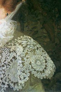 a painting of a woman wearing a white dress