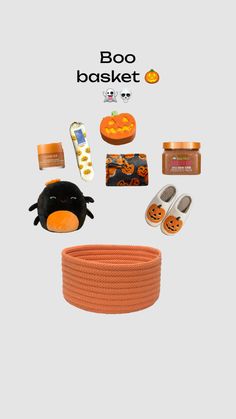 an assortment of halloween items including shoes, pumpkins and other things to make it look like