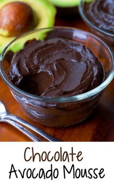 chocolate avocado mousse in a glass bowl