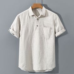 Saison:Eté; Tissu:Mélange de Lin  Coton; Manches  Bretelles:Manche Courte; Délicat:Lavable,Lavage à Sec et à l'Eau; Pour:Homme; Style:Décontractées,Mode,Respirable,Confortable; Type de haut:Chemise,Chemise décontractée,Chemise en lin et coton; Occasion:Usage quotidien,Hawaïen,Plage,Vacances,Plein Air,Vacances; Motif:Plein; Désign:Bouton bas; Décolleté:Col rabattu; Date de l'annonce:05/08/2024; Tour de poitrine:; Longueur:; Largeur d'épaules:; Manches: Casual Collar Khaki Summer Tops, Casual Collar Beige Shirt For Summer, Beige Shirt With Casual Collar For Summer, Beige Summer Shirt With Casual Collar, Beige Collared Shirt For Summer, Beige Collared Summer Shirt, Summer Khaki Shirt, Summer Half Sleeve Shirt With Placket, Summer Half-sleeve Shirt With Placket