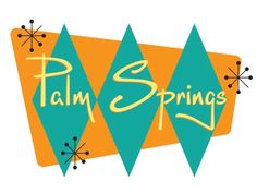 the logo for palm springs is shown in green and orange triangles with dots on them