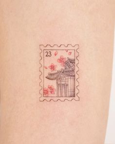 a stamp with flowers on it that says 23