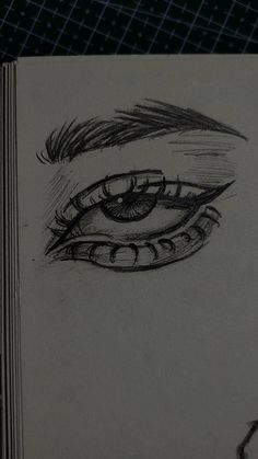 a drawing of an eye with long eyelashes