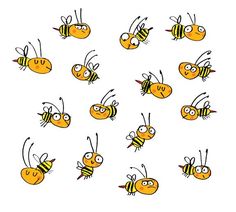 a bunch of bees that are flying in the air