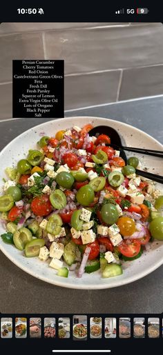 a white plate topped with lots of vegetables