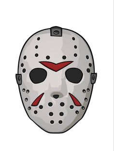 a drawing of a mask with red and black spots on it's face, in the dark