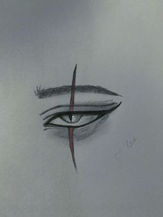 a drawing of an eye with red lines coming out of the iris's eyes