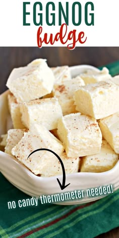 an eggnog fudge in a white bowl