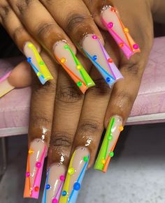 V French Tip Acrylic Nails, Gay Pride Nails, Rainbow French Tip Nails, V French Tip, V Nails, Extra Nails, Hollywood Nails, Nails Sets