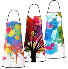 PRICES MAY VARY. Art Apron Set: we will provide you with a total of 3 pieces painters aprons, designed in 3 different styles, full of artistic flavor, sufficient quantity and variety of styles can easily meet your daily use needs; You can also share them with your family and friends Artistic Design: this artist apron has designed the design of the painting theme, the color is bright and rich, and the splatter pattern looks more creative and artistic, catering to the taste of painting lovers Comf Painters Apron, Artist Smock, Painting Apron, Artist Apron, Art Teacher Gifts, Butterfly Tree, Chef Cooking, Colorful Butterflies, Paint Splatter