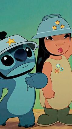 an animated character with a baby in front of another character wearing a hat and holding a teddy bear