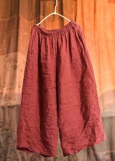 Women Red Loose Pockets Linen Wide Leg Pants SummerFabric: Cotton 45%, Linen 55%Size & Fit: This garment fits true to size.Length: Size 2XL measures 33.15"from waist to hem.Waist:Fitted - elastic waist allows stretch Hip: Loosely Fitted. room for hips. Hand Wash Cold. Casual Burgundy Wide-leg Pants, Non-stretch Red Pants, Burgundy Wide Leg Bottoms For Spring, Burgundy Wide-leg Bottoms For Spring, Burgundy Wide Leg Pants For Spring, Red Solid Color Bottoms For Fall, Red Solid Long Pants, Red Solid Color Long Pants, Red Wide-leg Harem Pants With Pockets