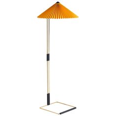 The Matin Floor Lamp offers a contemporary yet poetic design, with a construction that combines visual delicacy with physical robustness. The flat-packed design consists of a slender polished brass steel frame complemented with matte black hardware and zinc alloy joints at the base, which is paired with a pleated cotton shade in a variety of carefully selected colors. The light source is an integrated LED, offering a diffused light which is accompanied by a digital in-line dimmer floor switch to Lamp Yellow, Deco Luminaire, Matte Black Hardware, Design Salon, Modern Chinese, Diffused Light, Floor Lamp Lighting, Black Hardware, Polished Brass