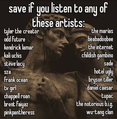 a poster with the words save if you listen to any of these artists