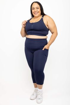 Our capri leggings with pockets are the original, the Superfit that started it all! This is our top-rated flagship product that revolutionized plus size activewear. Featuring our signature SuperHold™ compression fabric, two full size pockets, high supportive waist band, and the best plus size fit on the planet. Capris are the perfect, not too long and not too short, length and as soon as you put them on you'll know they were designed for YOUR body. *NY Times Wirecutter - Best Plus Size Leggings Plus Size Workout Clothes, Plus Size Workout, Leggings With Pockets, Plus Size Fits, Compression Fabric, Ankle Leggings, Plus Size Activewear, Best Leggings, Plus Size Leggings