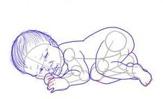 a drawing of a baby sleeping on the ground