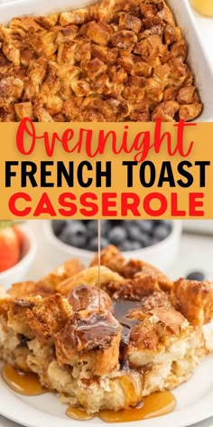 overnight french toast casserole on a white plate